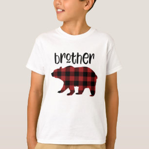 Roter Büffel-karierter Bruder-Bärn-Feiertag T-Shirt