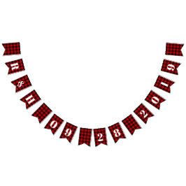 Roter Büffel karierter rustikaler Winterhochzeitse Wimpelkette