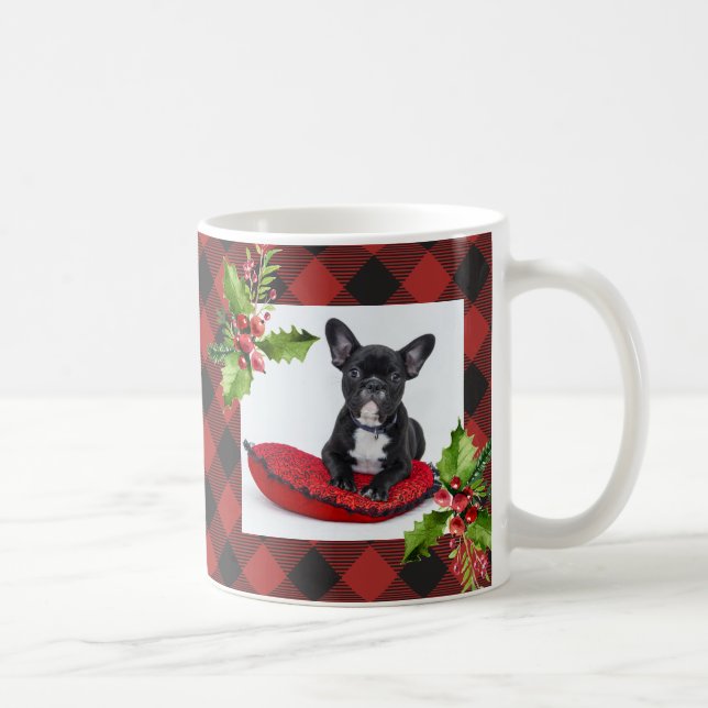Roter Büffel-kariertes WeihnachtsFoto Kaffeetasse (Rechts)