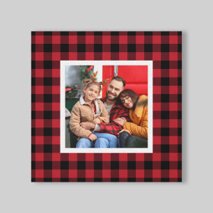 Roter Büffel-Karo-Bauernhaus-Weihnachts-Foto-Leinw Leinwanddruck