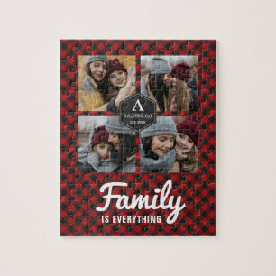 Roter Büffel-Karo-Lumberjack-Familienfoto-Collage