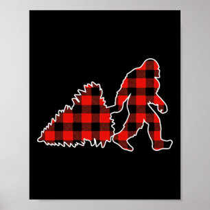 Roter Büffel-Karo-Pyjama-Bigfoot-Weihnachten  Poster
