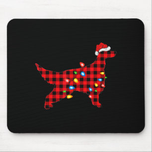 Roter Büffel-Karo-Santa-Irish-Setter-Hund-Weihnach Mousepad