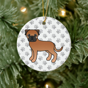 Roter Bullmastiff Süßer Cartoon-Hund Keramik Ornament