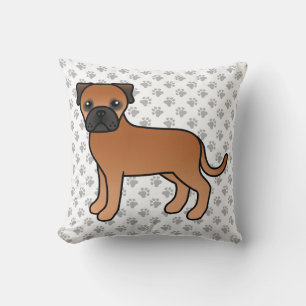 Roter Bullmastiff Süßer Cartoon-Hund & Pfoten Kissen