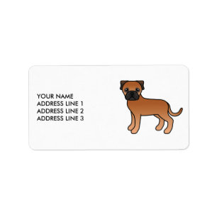 Roter Bullmastiff Süßer Cartoon-Hund & Text Adressaufkleber
