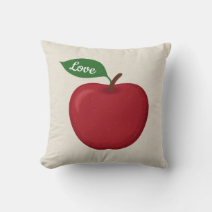 Roter Burgunder-Apfel Liebe Tan / Creme / Hellgrau Kissen