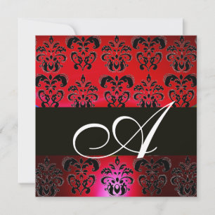 ROTER BURGUNDER SCHWARZ DAMAST MONOGRAMM , Rubinwe Einladung