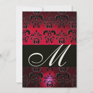 ROTER BURGUNDER SCHWARZER DAMAST MONOGRAMM Rubin C Einladung