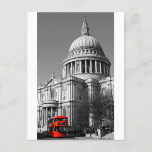 Roter Bus am St. Paul's Cathedral Postkarte