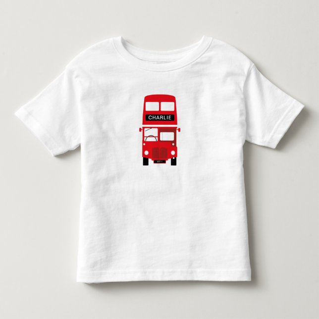 Roter Bus-personalisierter KinderT - Shirt Londons (Vorderseite)