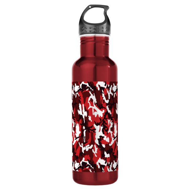 Roter Camouflage-Stahl 24 Unze. Wasserflasche Edelstahlflasche (Vorderseite)