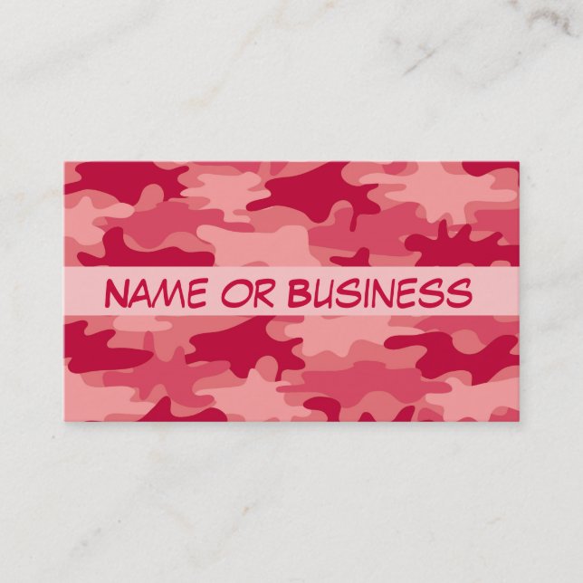 Roter Camouflage-Tarnungs-Name personalisiert Visitenkarte (Vorderseite)