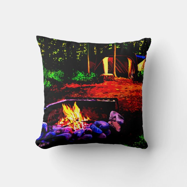 Roter Campingplatz Nr.5 Kissen (Vorderseite)