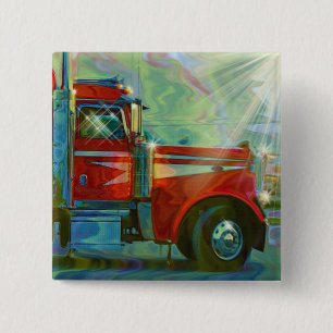 ROTER CARGO TRUCK BIG RIG TRUCKER Button