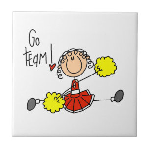 Roter Cheerleader für Go Team Fliese