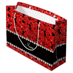 Roter cheerleading NeonGlitter des individuellen Große Geschenktüte