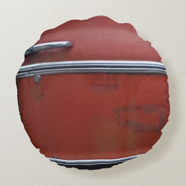 Roter Chevy Rundes Kissen (Rückseite)