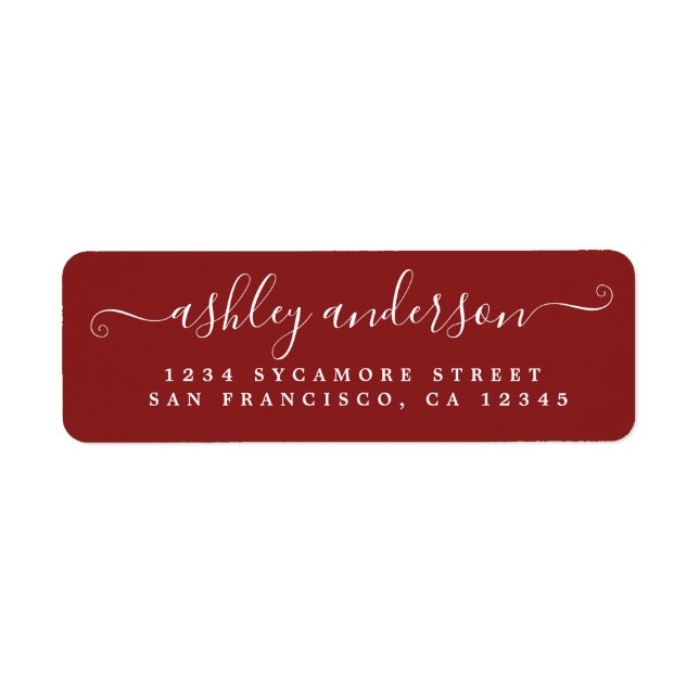 Roter Chic-Script-Name Rücksendeadresse (Vorne)