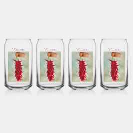Roter Chile Wasserfarbe Ristra New Mexico Dosenglas