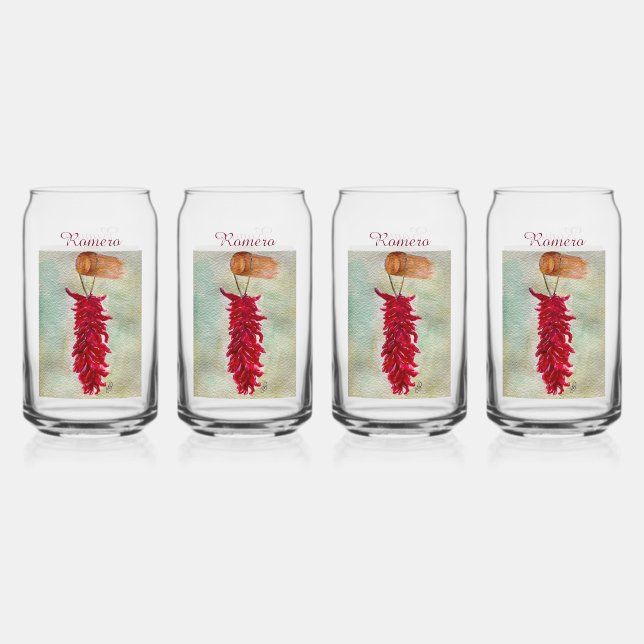 Roter Chile Wasserfarbe Ristra New Mexico Dosenglas (Vorderseite)