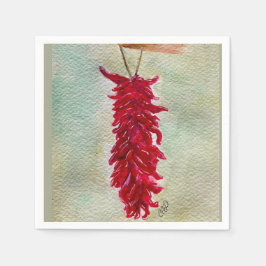Roter Chile Wasserfarbe Ristra New Mexico Serviette