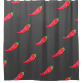 Roter Chili Handgestrichene Aquarellfarben Paprika Duschvorhang