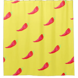 Roter Chili Handgestrichene Aquarellfarben Paprika Duschvorhang