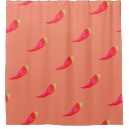 Roter Chili Handgestrichene Aquarellfarben Paprika Duschvorhang