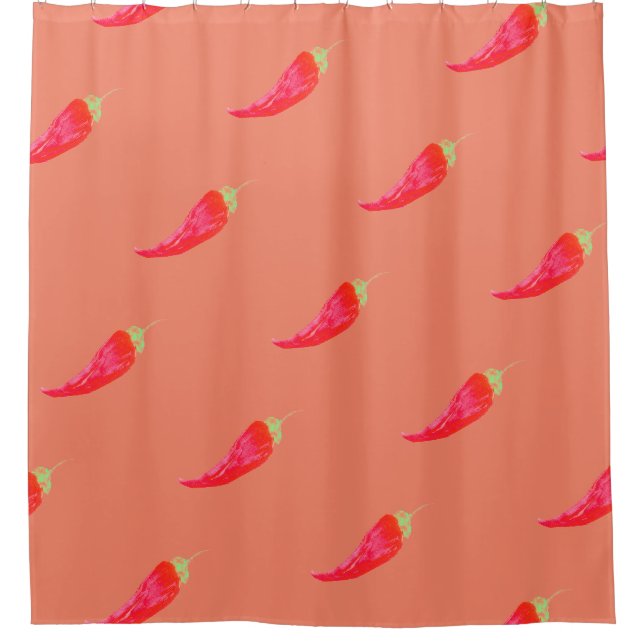 Roter Chili Handgestrichene Aquarellfarben Paprika Duschvorhang (Vorderseite)