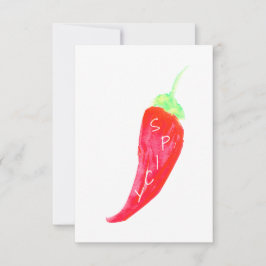 Roter Chili Handgestrichene Aquarellfarben Paprika Karte