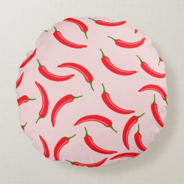 Roter Chili-Muster Rundes Kissen