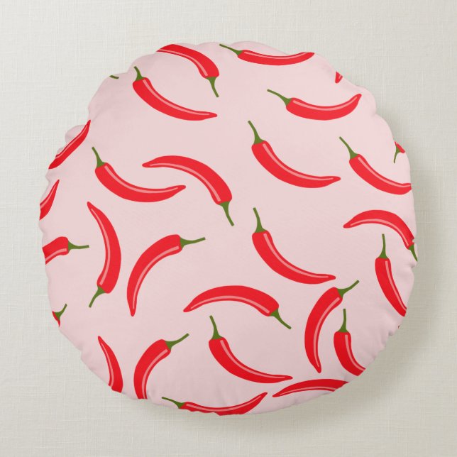 Roter Chili-Muster Rundes Kissen (Vorderseite)