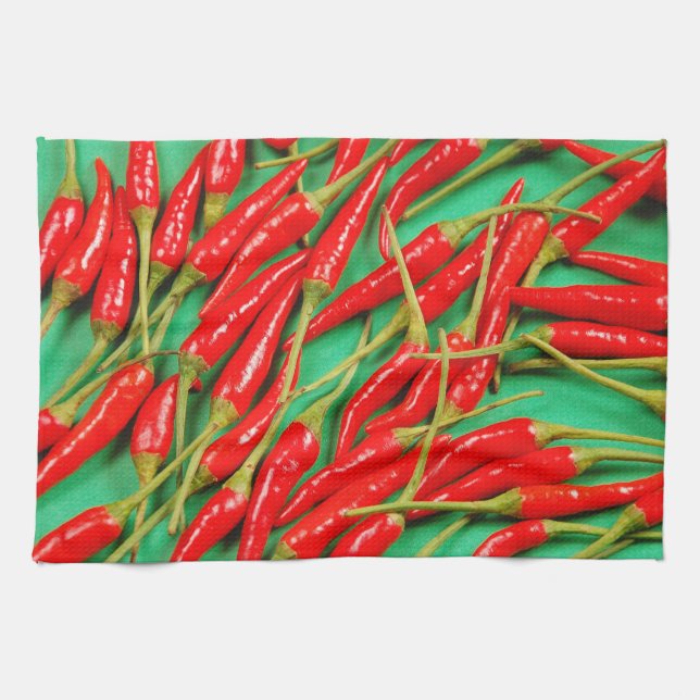 Roter Chili Paprikaschoten Geschirrtuch (Horizontal)