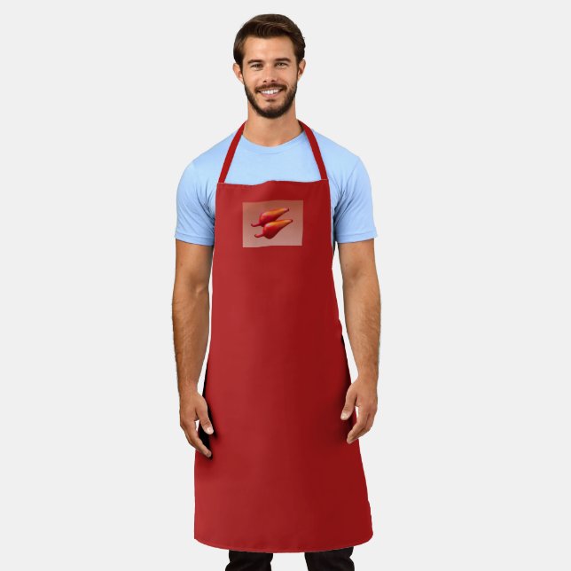 Roter Chili Paprikaschoten Koch Schürze (Getragen)