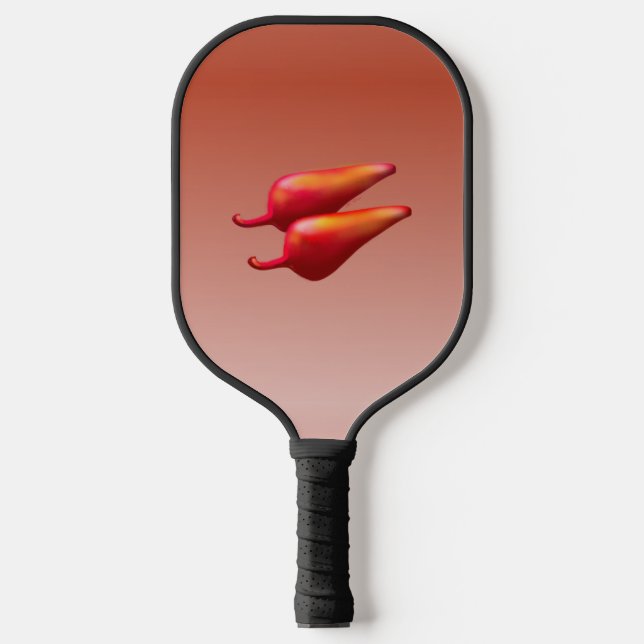 Roter Chili Paprikaschoten Schwarzpaddel Pickleball Schläger (Vorderseite)