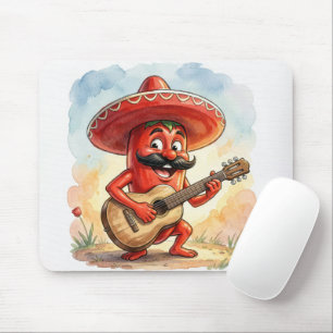 Roter Chili-Pfeffer-Gitarrespieler Mousepad