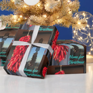 Roter Chili Ristra Zia Sun Zuhause Zu Weihnachten Geschenkpapier