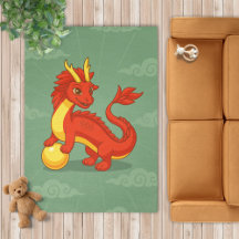 Roter chinesischer Drache auf Grün