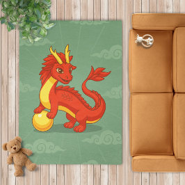 Roter chinesischer Drache auf Grün
