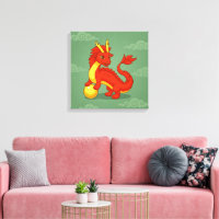 Roter chinesischer Drache auf Grün