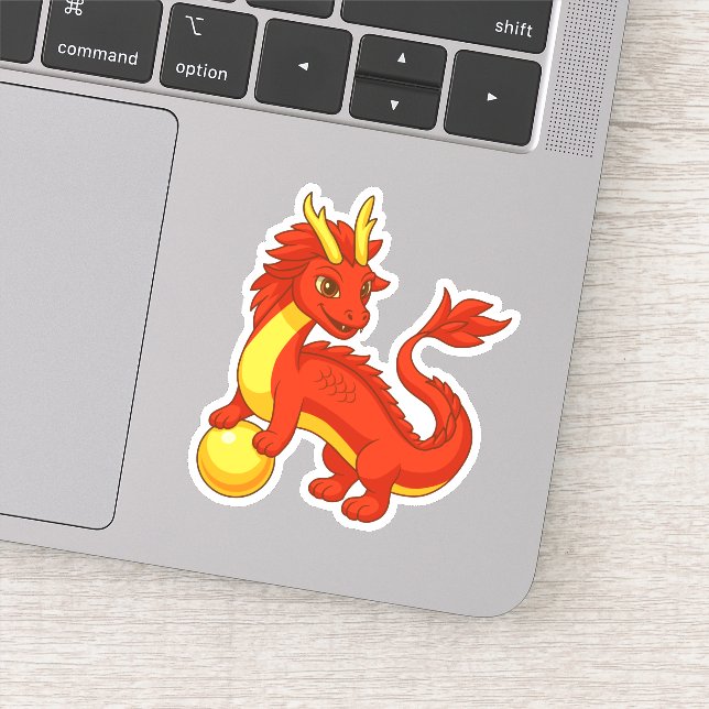 Roter chinesischer Drache Aufkleber (Detail)