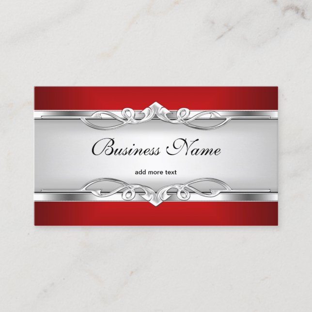 Roter Chrome Look Eleganter Weißer Stil Silver Visitenkarte (Vorderseite)