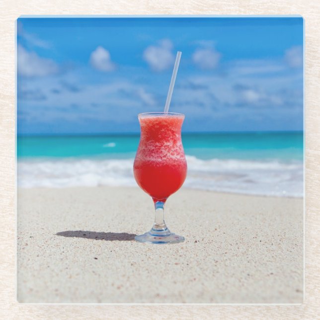 Roter Cocktail am Foto Glasuntersetzer (Vorderseite)
