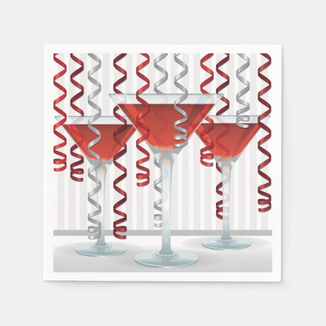 Roter Cocktail und Band Serviette (Vorderseite)
