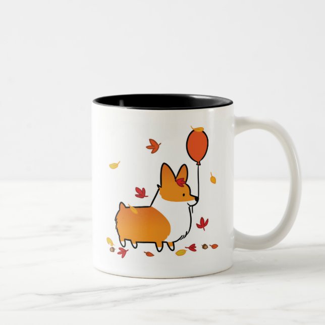 Roter Corgi-Fall in Herbst-Tasse | CorgiThings Zweifarbige Tasse (Rechts)