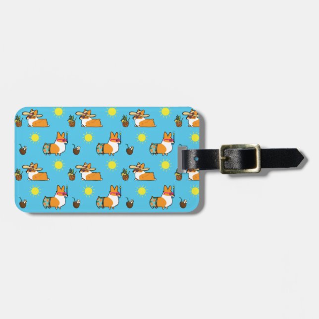 Roter Corgi-Strand-Party-Gepäck-Umbau Gepäckanhänger (Vorderseite horizontal)
