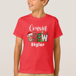 Roter Cousin Crew Weihnachts Retro T - Shirt