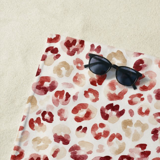 Roter Creme-Leoparden-Tierdruck Strandtuch (Beispiel)