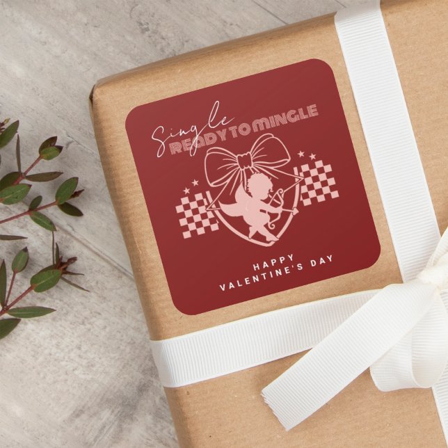 Roter Cupid Single Valentinstag Party Quadratischer Aufkleber (Von Creator hochgeladen)